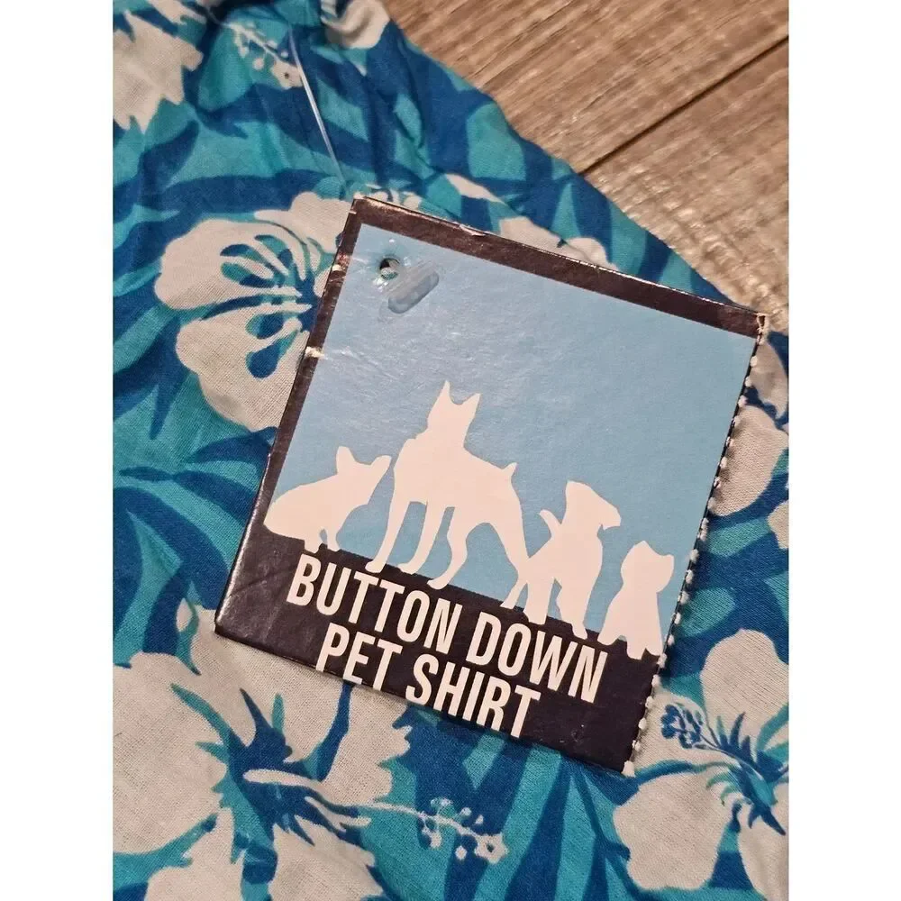 NEW Pet Outfit Blue Floral Button Down Shirt